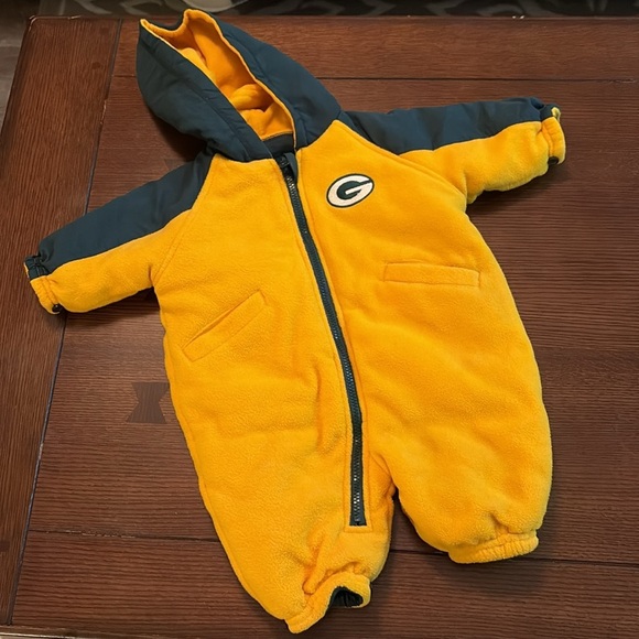 NFL Green Bay Packers fleece lined onesie snowsuit reversible 6-9 months - Picture 6 of 9